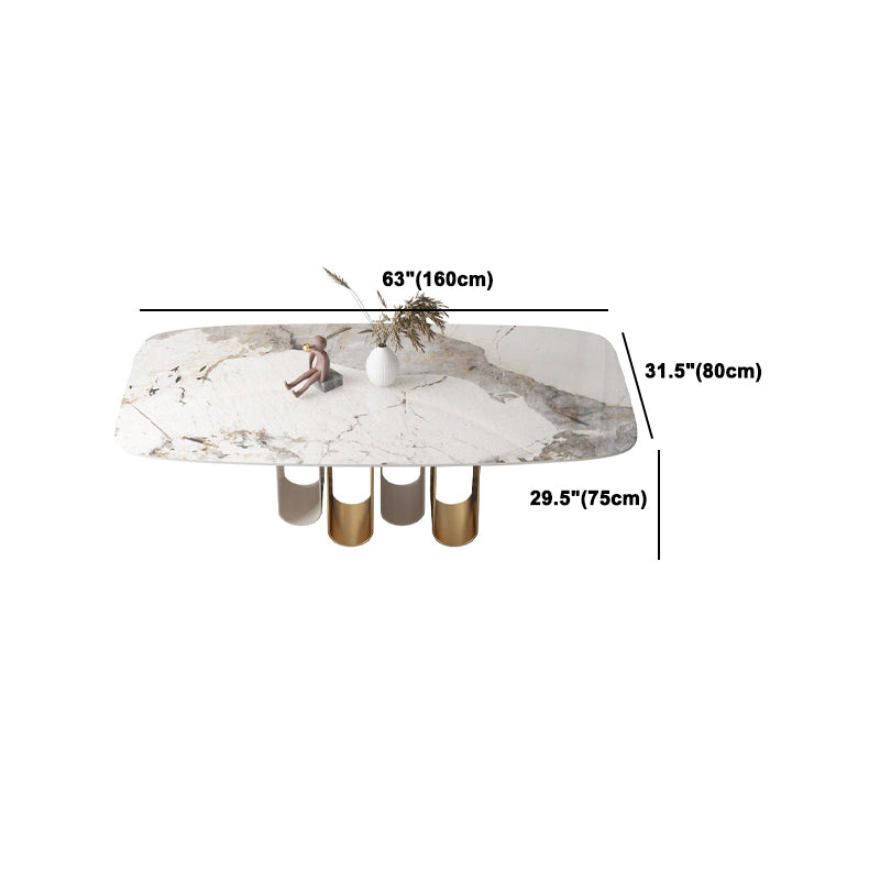 Luxurious 1/4/5/6/9 Pieces Rectangle Dining Set Sintered Stone Top Dinette Table Set
