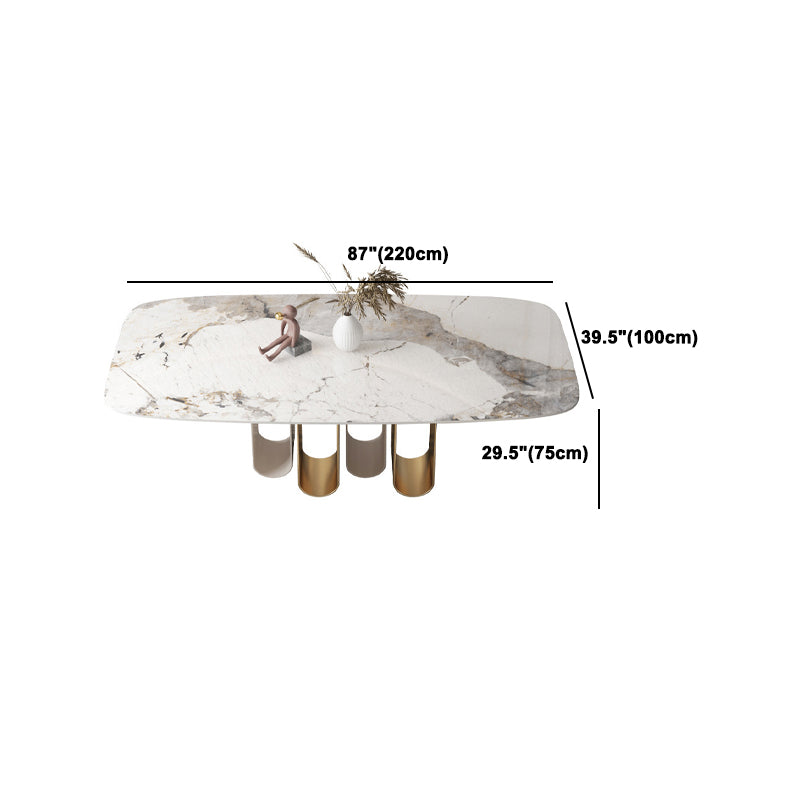 Luxurious 1/4/5/6/9 Pieces Rectangle Dining Set Sintered Stone Top Dinette Table Set