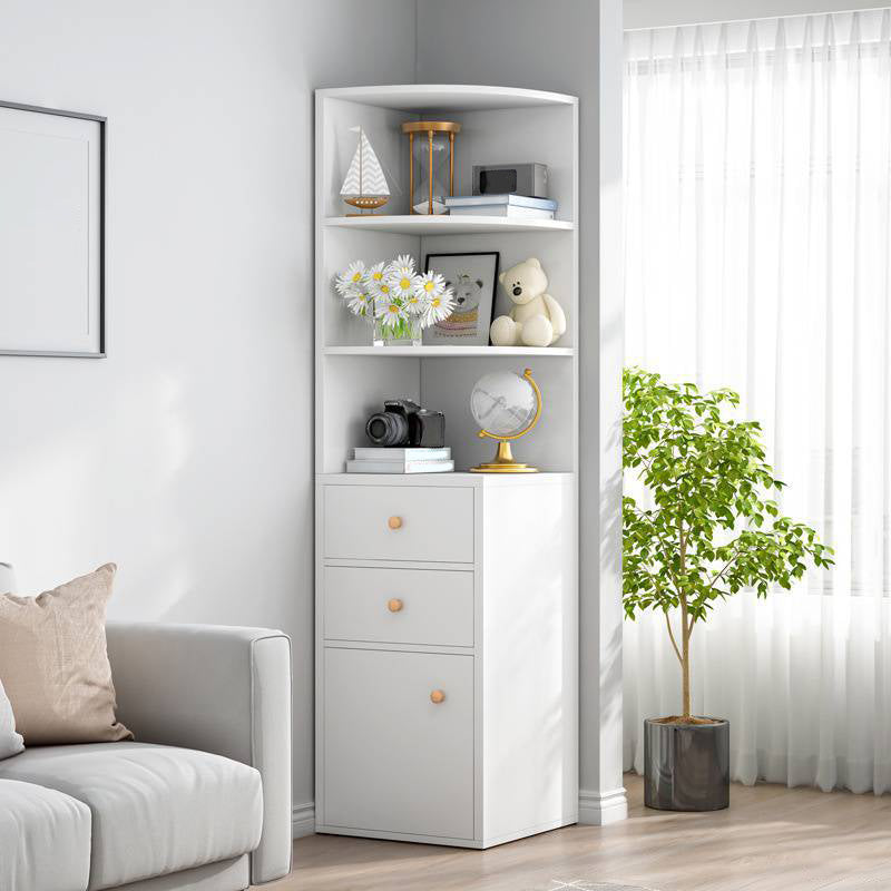 Modern Engineered Wood Book Shelf Corner Vertical Shelf Bookcase for Bedroom