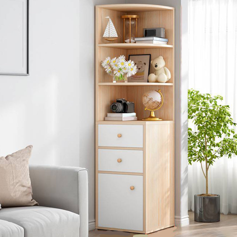 Modern Engineered Wood Book Shelf Corner Vertical Shelf Bookcase for Bedroom