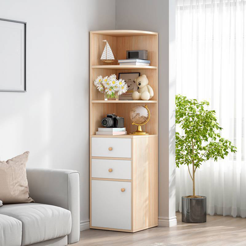 Modern Engineered Wood Book Shelf Corner Vertical Shelf Bookcase for Bedroom