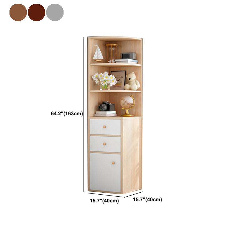 Modern Engineered Wood Book Shelf Corner Vertical Shelf Bookcase for Bedroom