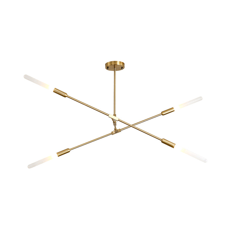 Apparecchiatura appesa lineare moderna metallo 4/6/8 luci a sospensione soffitto in oro con tonalità di vetro opale