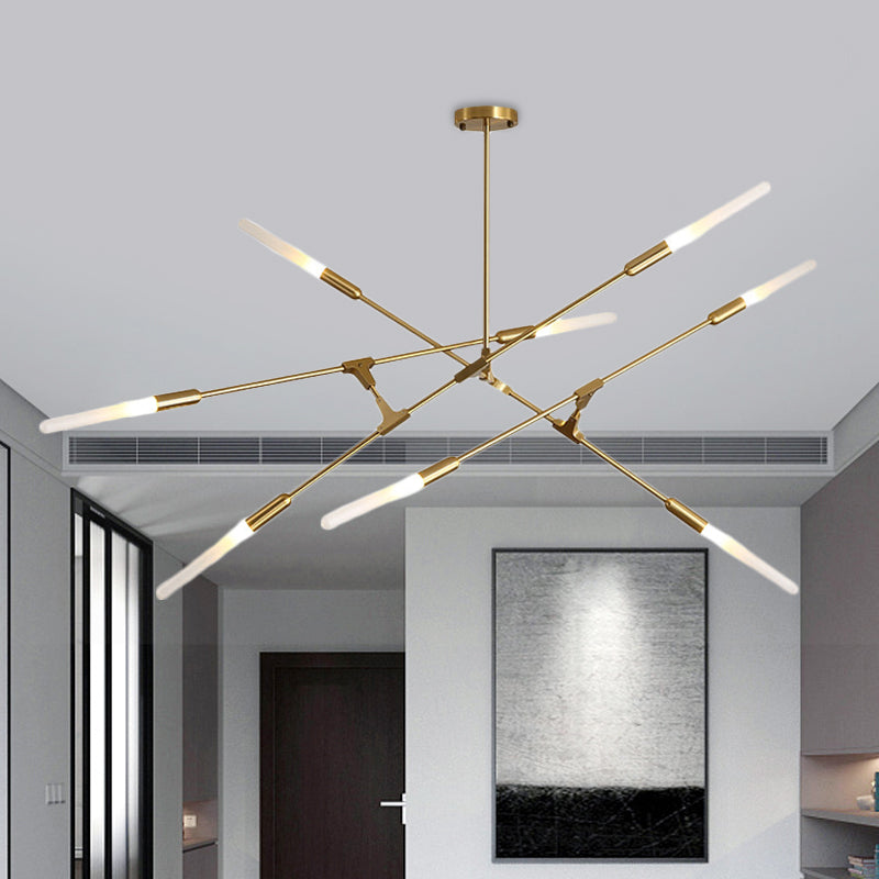 Apparecchiatura appesa lineare moderna metallo 4/6/8 luci a sospensione soffitto in oro con tonalità di vetro opale