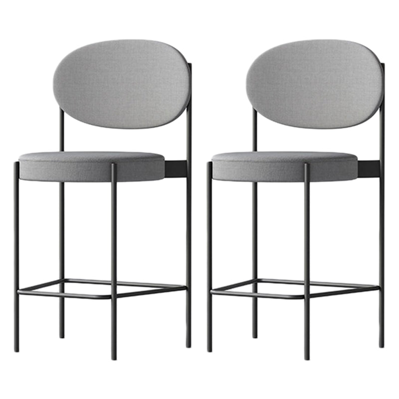 Contemporary Metal Barstool Fabric Stool Low Back in Matte Finish with 4 Legs