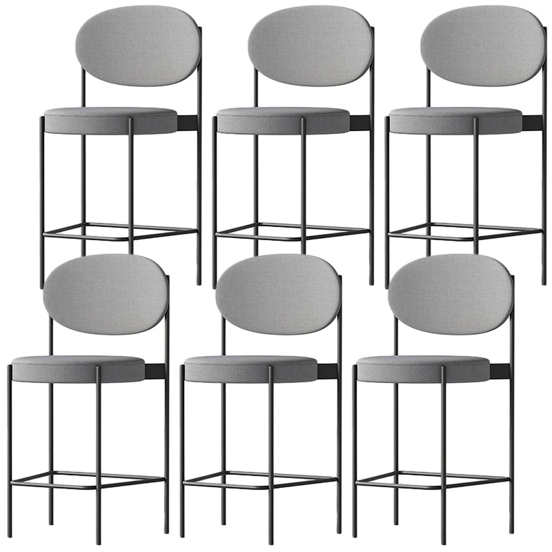 Contemporary Metal Barstool Fabric Stool Low Back in Matte Finish with 4 Legs