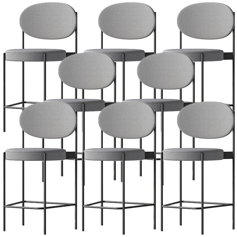 Contemporary Metal Barstool Fabric Stool Low Back in Matte Finish with 4 Legs