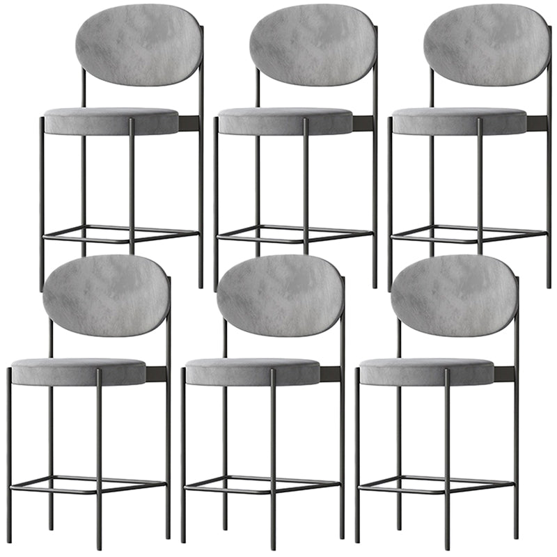 Contemporary Metal Barstool Fabric Stool Low Back in Matte Finish with 4 Legs