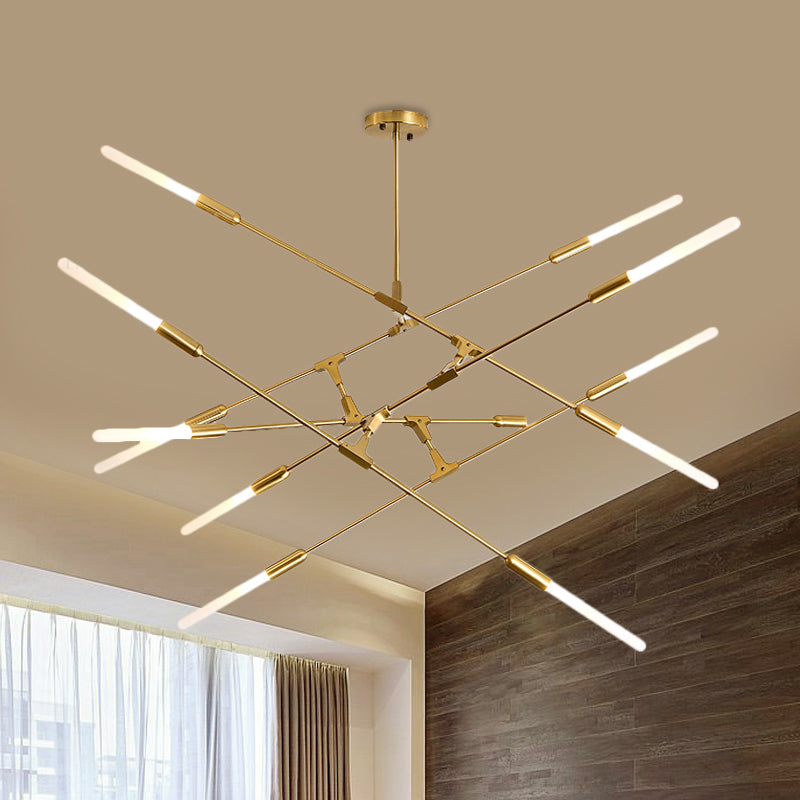 Apparecchiatura appesa lineare moderna metallo 4/6/8 luci a sospensione soffitto in oro con tonalità di vetro opale