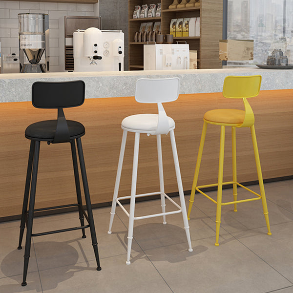 Scandinavian Metal Stool Faux Leather Round Seat Upholstered Counter Stool