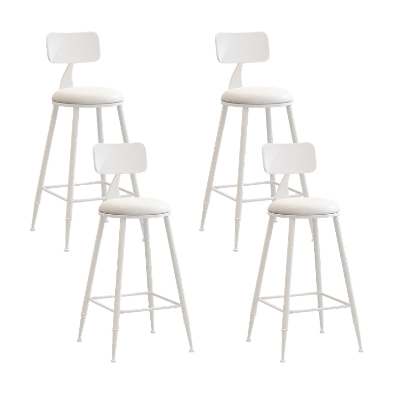 Scandinavian Metal Stool Faux Leather Round Seat Upholstered Counter Stool