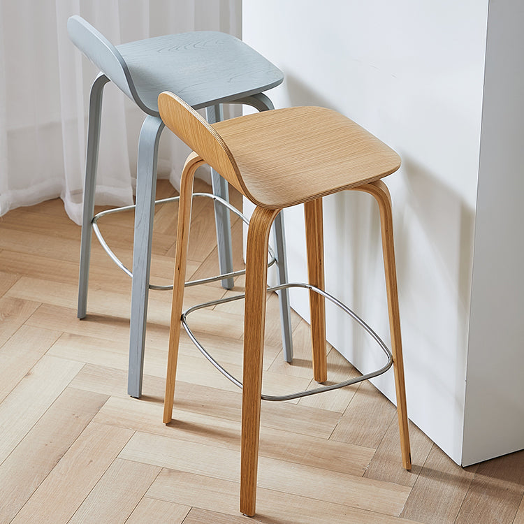 Contemporary Beech Wood Bar Stool Low Back Stool for Living Room