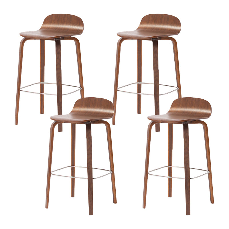 Contemporary Beech Wood Bar Stool Low Back Stool for Living Room