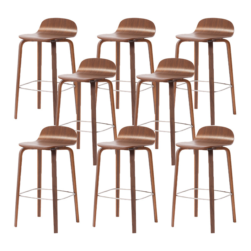 Contemporary Beech Wood Bar Stool Low Back Stool for Living Room