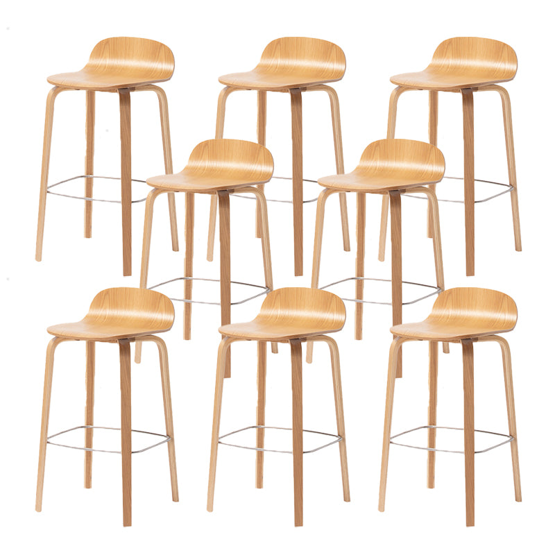 Contemporary Beech Wood Bar Stool Low Back Stool for Living Room