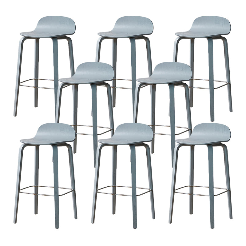 Contemporary Beech Wood Bar Stool Low Back Stool for Living Room