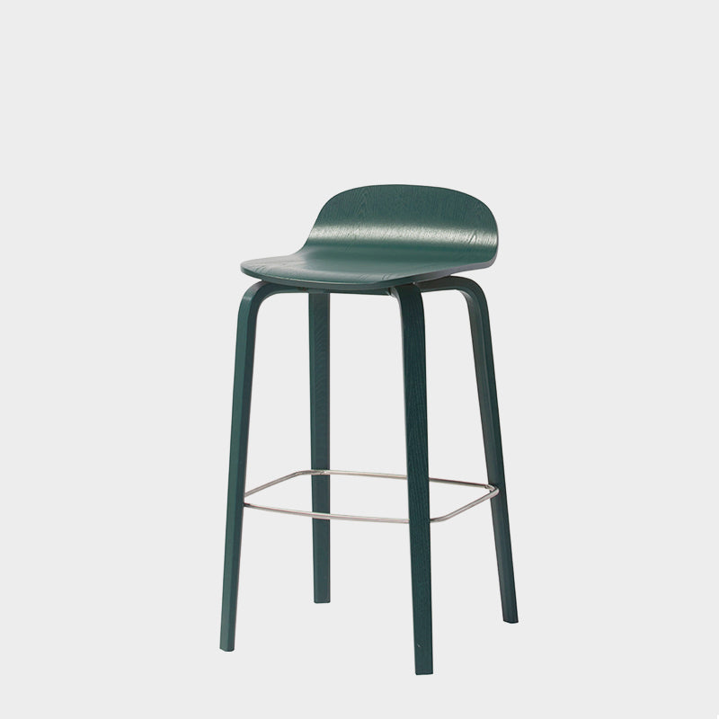 Contemporary Beech Wood Bar Stool Low Back Stool for Living Room