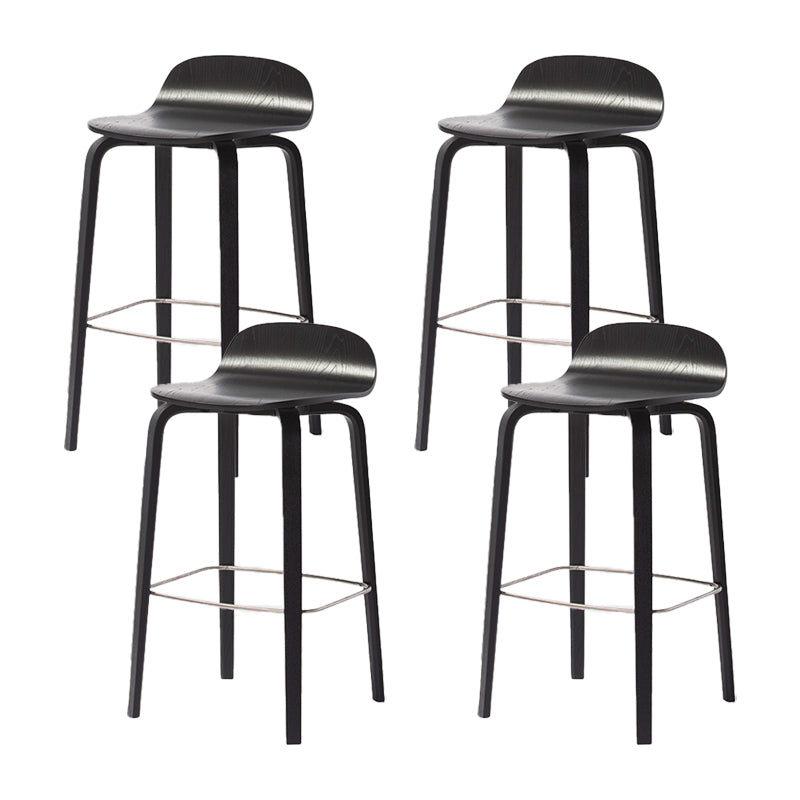 Contemporary Beech Wood Bar Stool Low Back Stool for Living Room