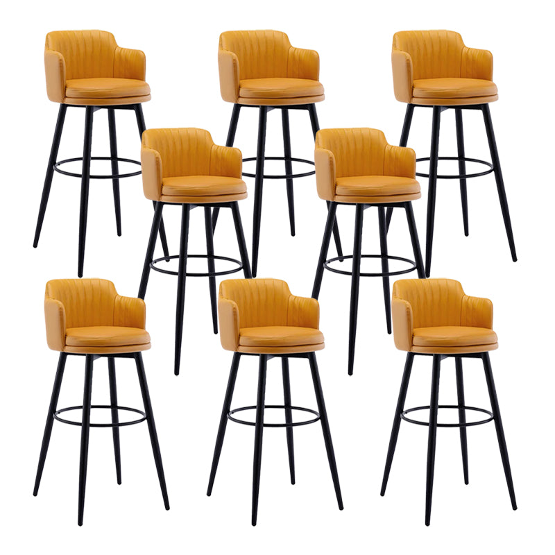 Contemporary Swivel Bar Stool Upholstered Leather Stools with Footrest
