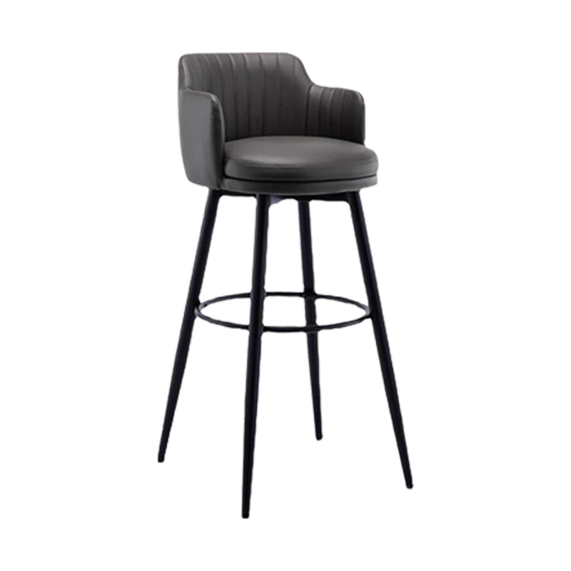 Contemporary Swivel Bar Stool Upholstered Leather Stools with Footrest