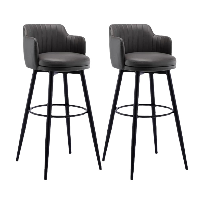 Contemporary Swivel Bar Stool Upholstered Leather Stools with Footrest