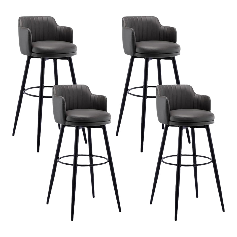 Contemporary Swivel Bar Stool Upholstered Leather Stools with Footrest