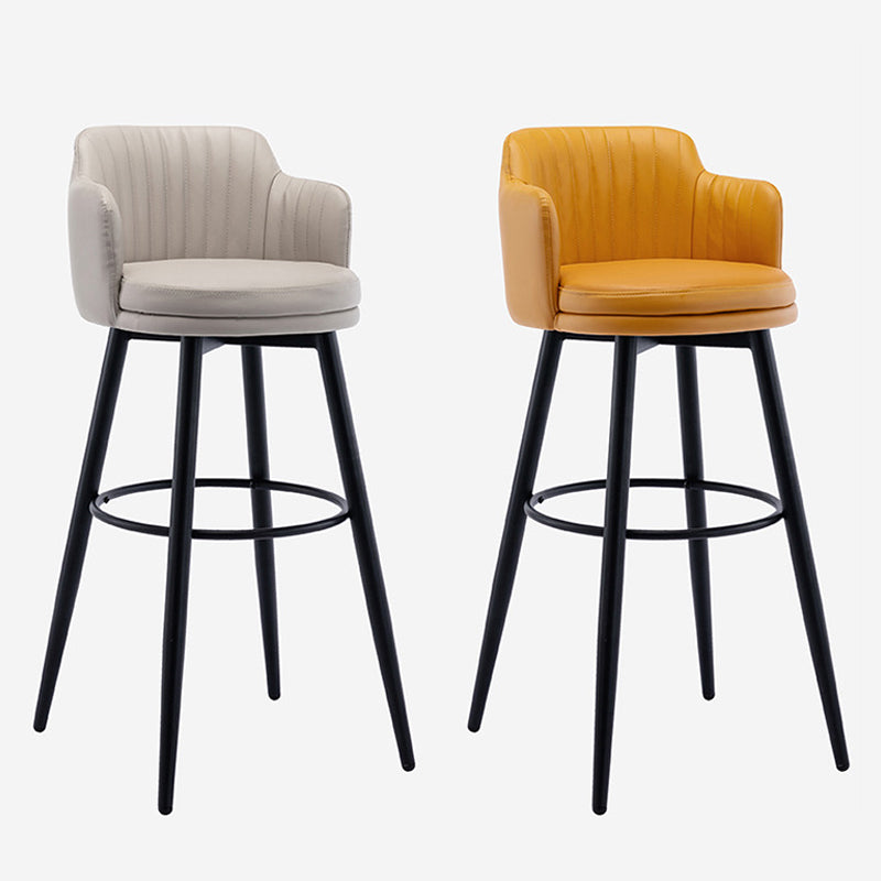 Contemporary Swivel Bar Stool Upholstered Leather Stools with Footrest