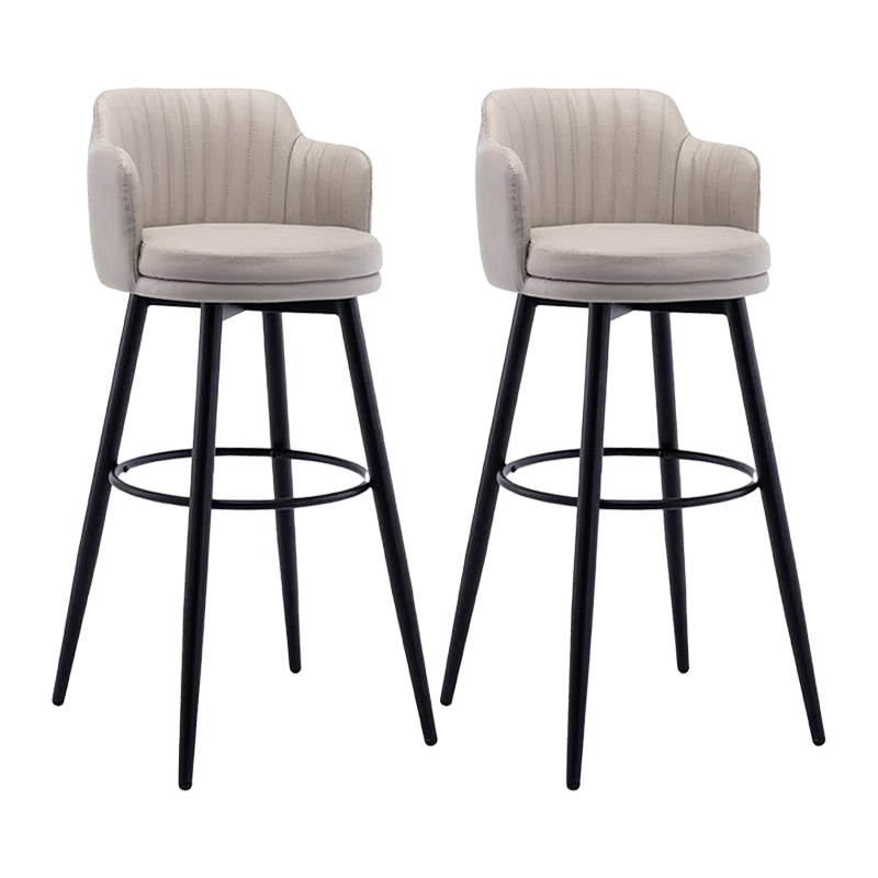 Contemporary Swivel Bar Stool Upholstered Leather Stools with Footrest