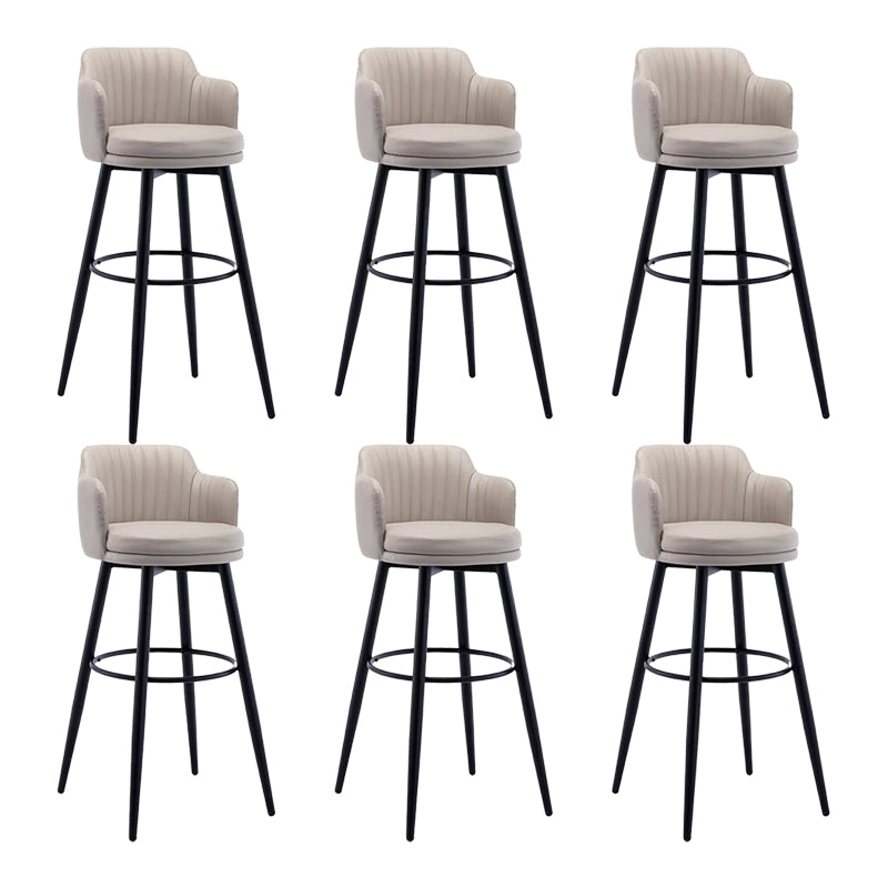 Contemporary Swivel Bar Stool Upholstered Leather Stools with Footrest