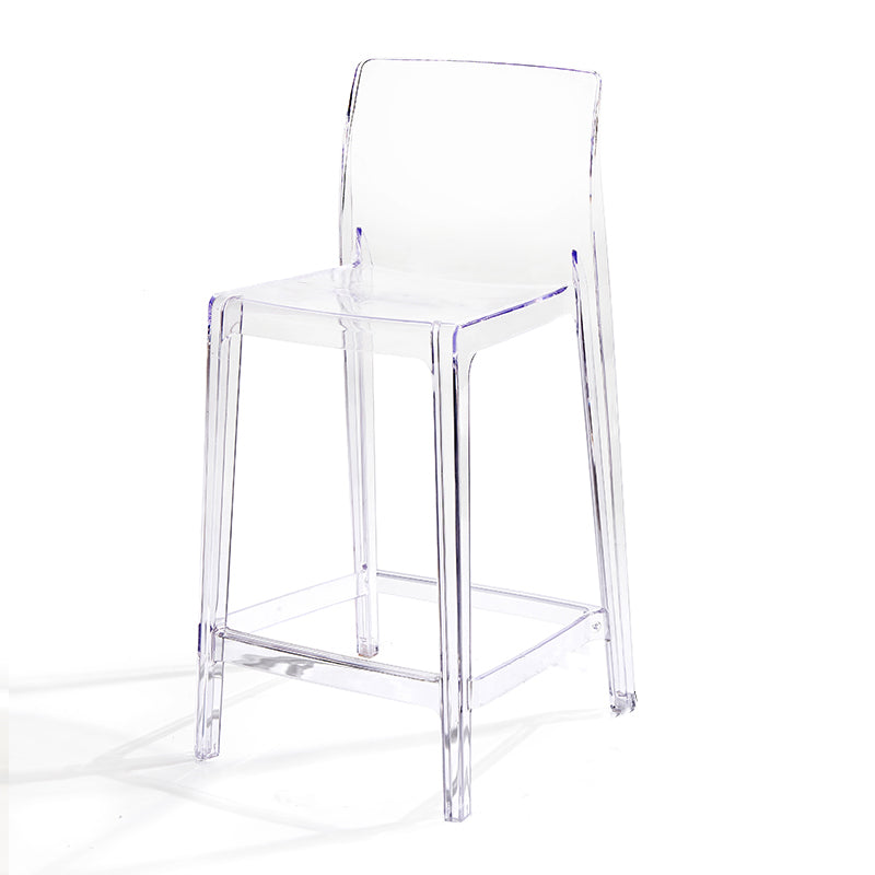 Contemporary Acrylic Low Back Bar Stool Armless Counter Height Stool for Living Room