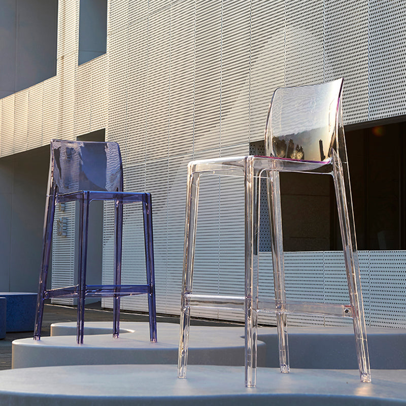Contemporary Acrylic Low Back Bar Stool Armless Counter Height Stool for Living Room