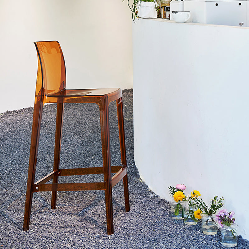Contemporary Acrylic Low Back Bar Stool Armless Counter Height Stool for Living Room