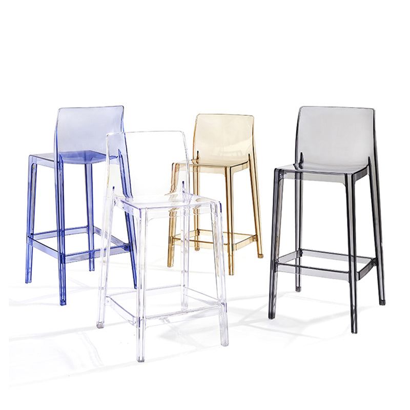 Contemporary Acrylic Low Back Bar Stool Armless Counter Height Stool for Living Room