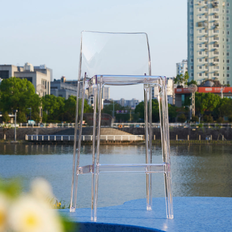 Contemporary Acrylic Low Back Bar Stool Armless Counter Height Stool for Living Room