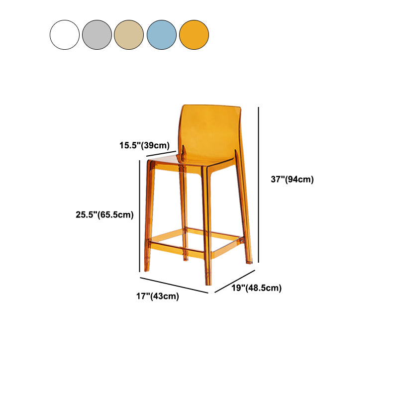 Contemporary Acrylic Low Back Bar Stool Armless Counter Height Stool for Living Room