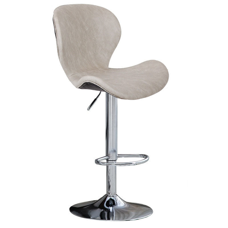 Scandinavian Metal Barstool Faux Leather Low Back Footrest Furniture