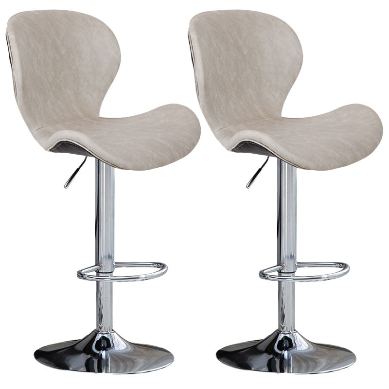 Scandinavian Metal Barstool Faux Leather Low Back Footrest Furniture