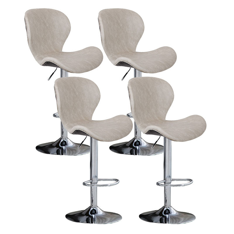 Scandinavian Metal Barstool Faux Leather Low Back Footrest Furniture