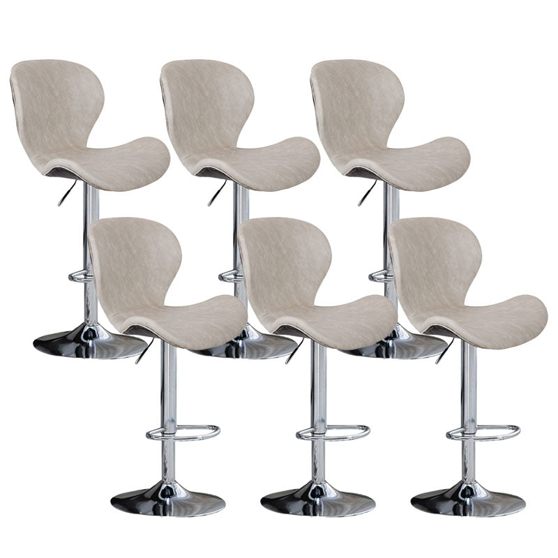 Scandinavian Metal Barstool Faux Leather Low Back Footrest Furniture