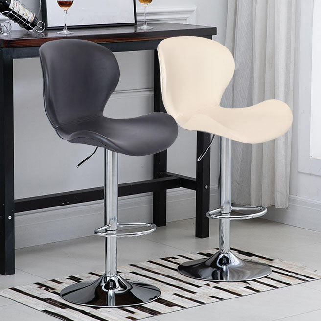 Scandinavian Metal Barstool Faux Leather Low Back Footrest Furniture