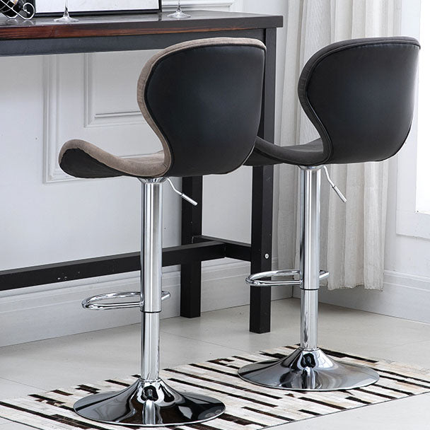 Scandinavian Metal Barstool Faux Leather Low Back Footrest Furniture