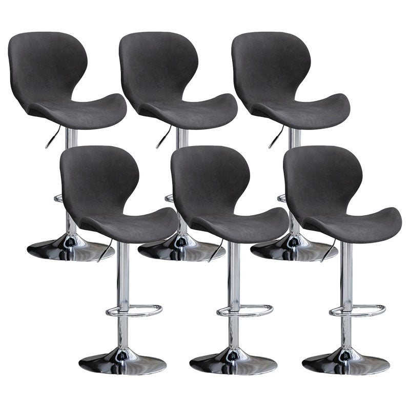 Scandinavian Metal Barstool Faux Leather Low Back Footrest Furniture