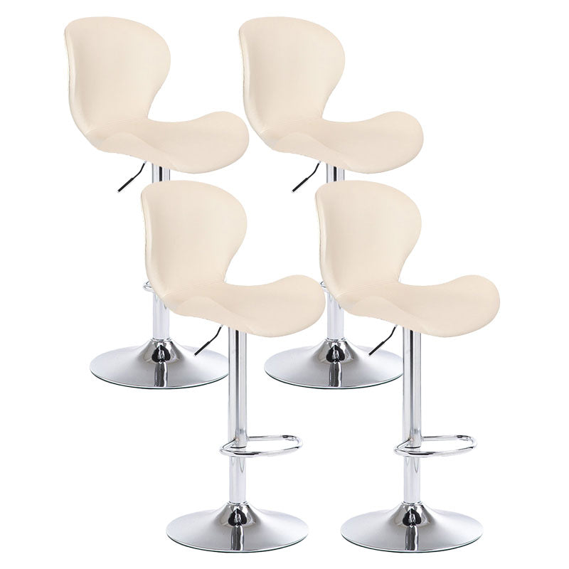 Scandinavian Metal Barstool Faux Leather Low Back Footrest Furniture