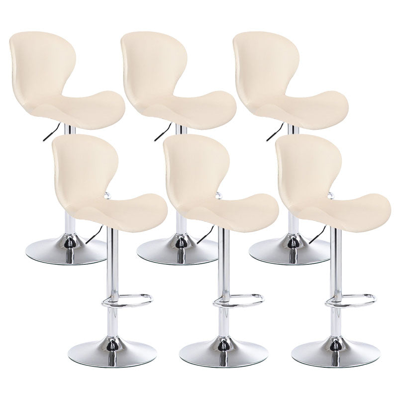 Scandinavian Metal Barstool Faux Leather Low Back Footrest Furniture