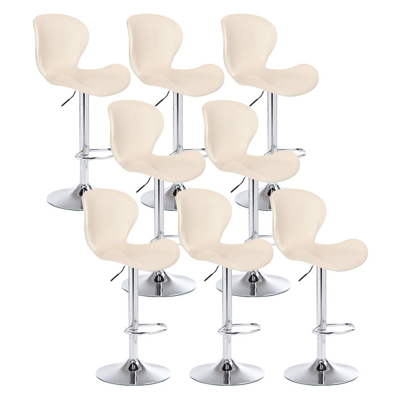 Scandinavian Metal Barstool Faux Leather Low Back Footrest Furniture