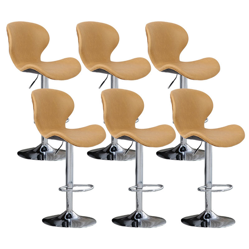 Scandinavian Metal Barstool Faux Leather Low Back Footrest Furniture