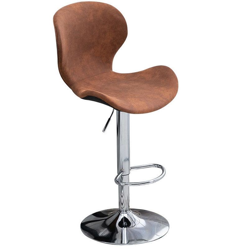 Scandinavian Metal Barstool Faux Leather Low Back Footrest Furniture