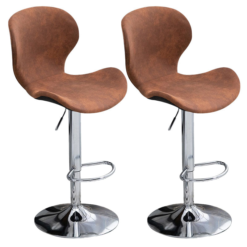 Scandinavian Metal Barstool Faux Leather Low Back Footrest Furniture