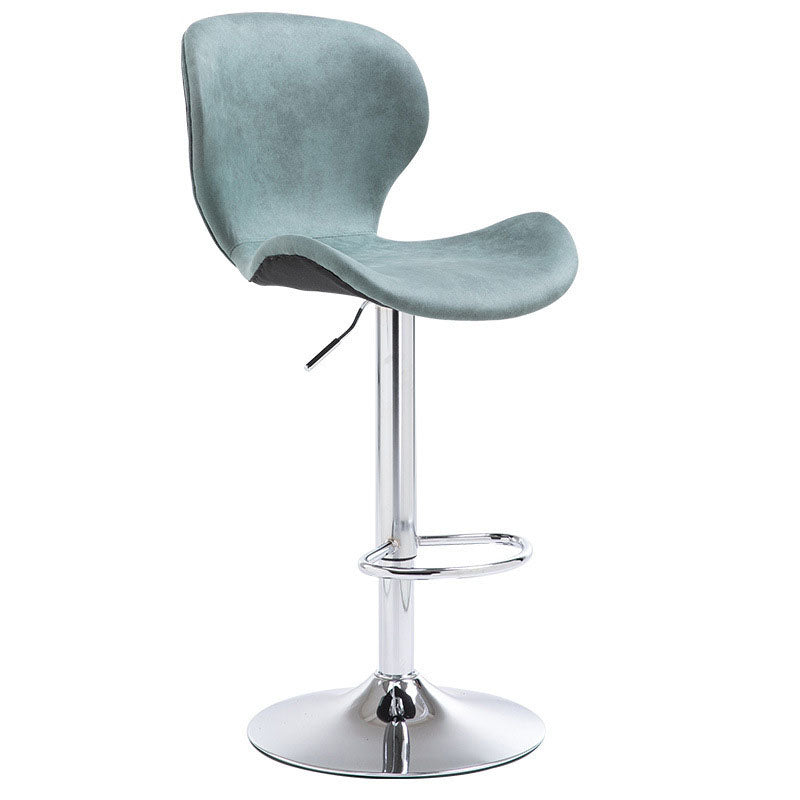 Scandinavian Metal Barstool Faux Leather Low Back Footrest Furniture