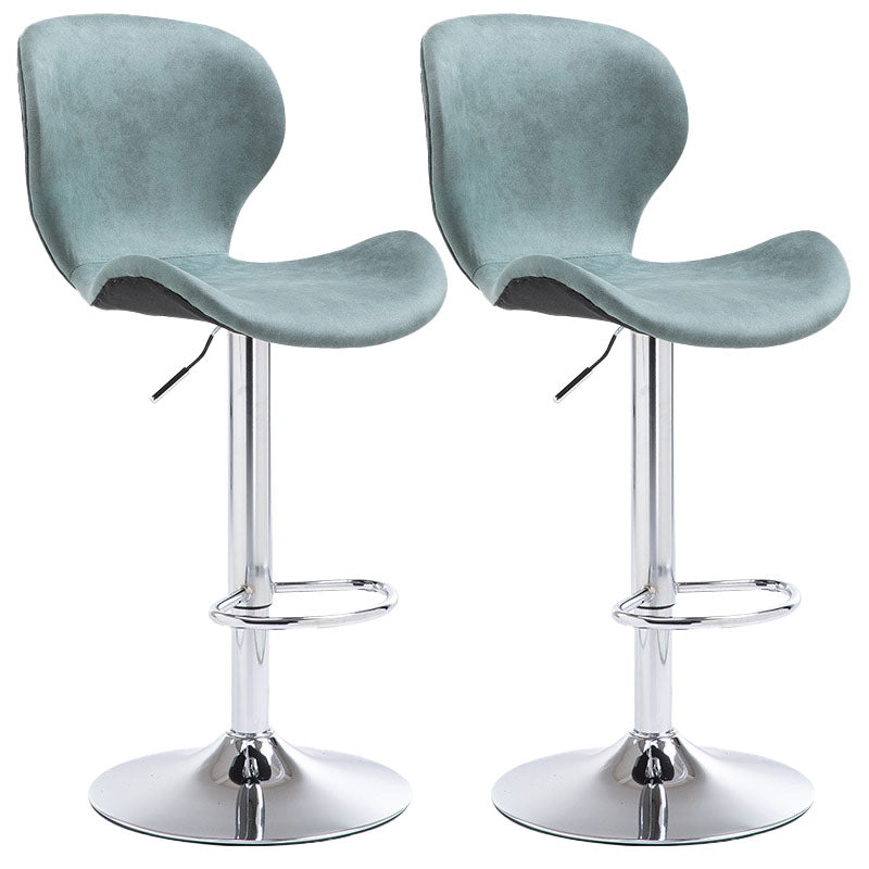 Scandinavian Metal Barstool Faux Leather Low Back Footrest Furniture